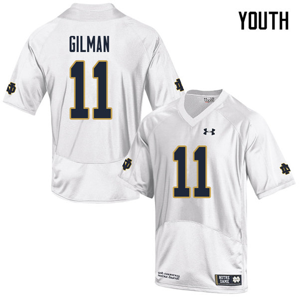 Youth #11 Alohi Gilman Notre Dame Fighting Irish College Football Jerseys Sale-White - Click Image to Close